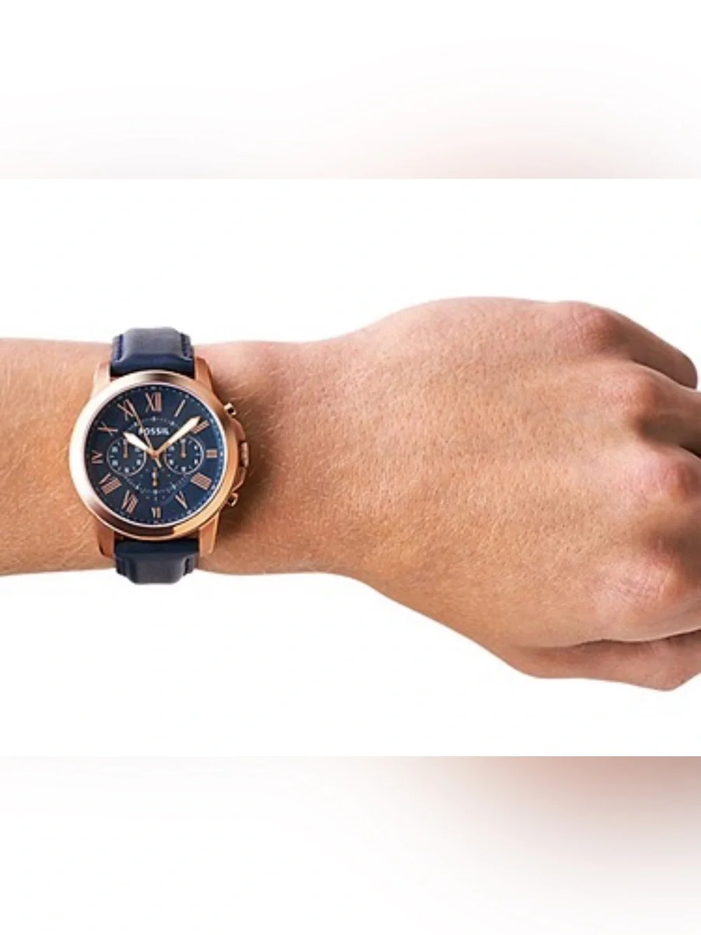 Grant Chronograph Navy Leather Watch